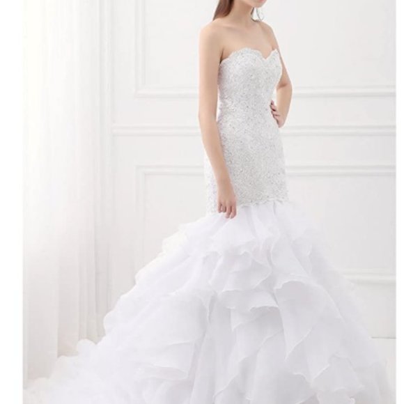 Strapless Mermaid Sweetheart Wedding Gown with Lace Bodice-Brand New-Never Worn - Picture 3 of 10